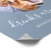 Open Bar Personalisiert Dusty Blue Pet Dog Wedding Poster (Ecke)