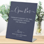 Open Bar Personalisiert Navy Blue Wedding Drinks B Sockelschild
