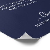 Open Bar Personalisiert Navy Blue Wedding Drinks Poster (Ecke)