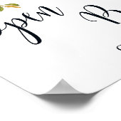 Open Bar Pink Floral Hochzeitsschild Poster (Ecke)