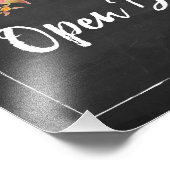 Open Bar Rustic Chalkboard Floral Wedding Sign Fotodruck (Ecke)