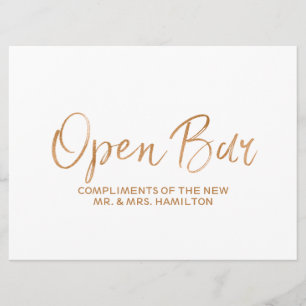 "Open Bar" Schild   Hochzeitsschild   Stylishes Go Einladung