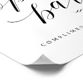 Open Bar Script Calligraphy Wedding Reception Sign Poster (Ecke)