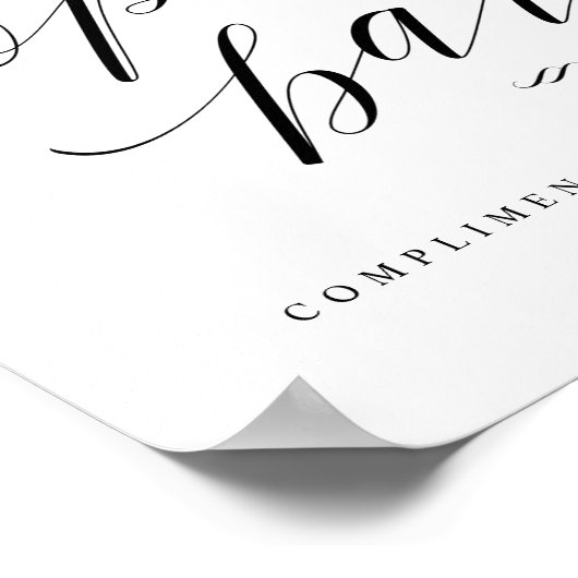 Open Bar Script Calligraphy Wedding Reception Sign Poster (Ecke)