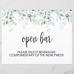 Open Bar Sign - Eukalyptus Wedding