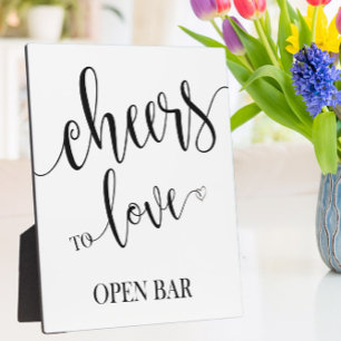 Open bar sign Tabletop Plaque with Easel Fotoplatte