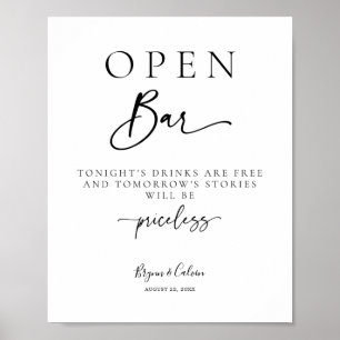 Open Bar Sign Wedding Table Poster B613