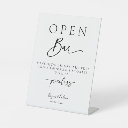 Open Bar Sign Wedding Table Poster B613 Sockelschild (Vorderseite)