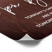 Open Bar String Lights Wood Burgundy Mason Jar Poster (Ecke)