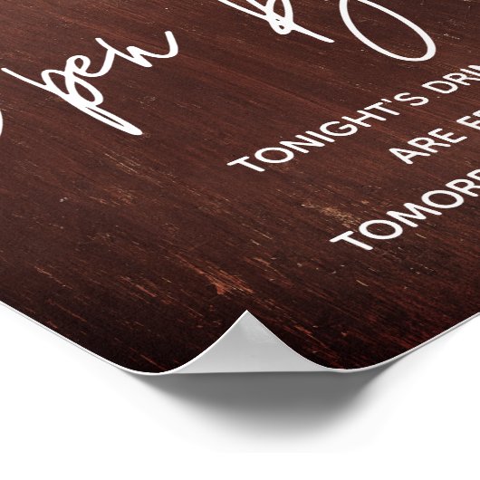 Open Bar String Lights Wood Burgundy Mason Jar Poster (Ecke)