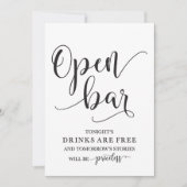 Open Bar Wedding Alcohol Sign Einladung (Vorderseite)