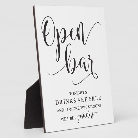 Open Bar Wedding Alcohol Sign Fotoplatte (Seite)