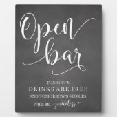 Open Bar Wedding Alcohol Sign Fotoplatte (Vorderseite)