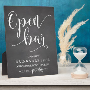 Open Bar Wedding Alcohol Sign Fotoplatte