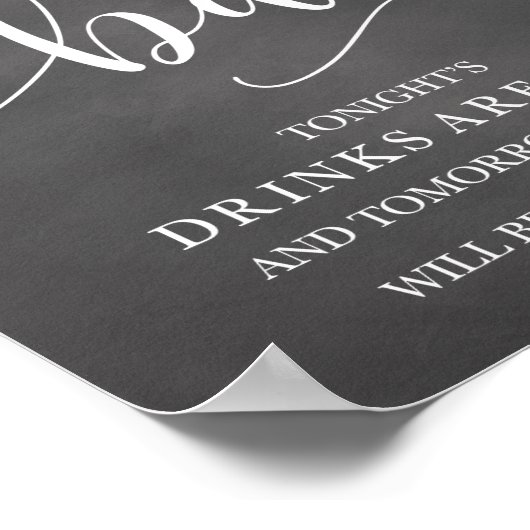 Open Bar Wedding Alcohol Sign Poster (Ecke)