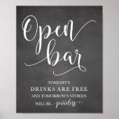 Open Bar Wedding Alcohol Sign Poster (Vorne)
