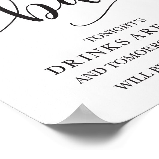 Open Bar Wedding Alcohol Sign Poster (Ecke)