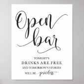 Open Bar Wedding Alcohol Sign Poster (Vorne)