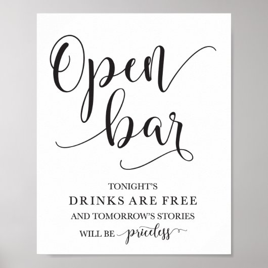 Open Bar Wedding Alcohol Sign Poster (Vorne)