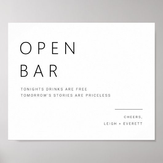Open Bar Wedding Drinks Dekor der Tabelle L100 Poster (Vorne)
