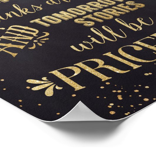 Open Bar Wedding Poster Black/Gold (Ecke)