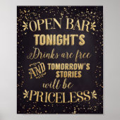 Open Bar Wedding Poster Black/Gold (Vorne)