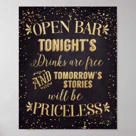Open Bar Wedding Poster Black/Gold