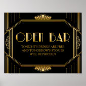 Open Bar Wedding Sign | Gatsby Art Deco Poster (Vorne)