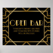 Open Bar Wedding Sign | Gatsby Art Deco Poster (Vorne)