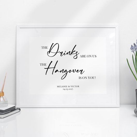 Open Bar Wedding Sign Poster