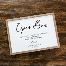 Open Bar Wedding Sign Poster