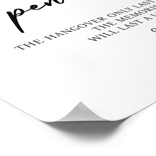 Open Bar Wedding Sign Poster (Ecke)