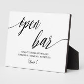 Open Bar Wedding Sign Tabletop Plaque Fotoplatte (Seite)