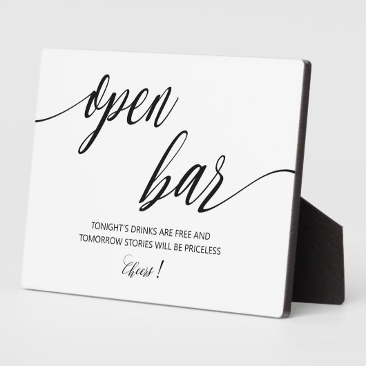 Open Bar Wedding Sign Tabletop Plaque Fotoplatte (Seite)