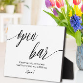 Open Bar Wedding Sign Tabletop Plaque Fotoplatte