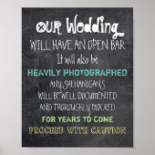 Open Bar Wedding Sign Vorsicht Funny Poster (Vorne)