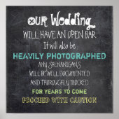 Open Bar Wedding Sign Vorsicht Funny Poster (Vorne)