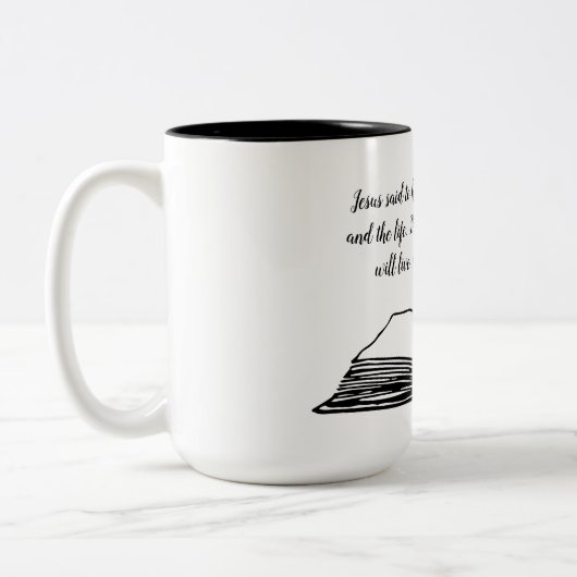 Open Bible on John 11:25 Zweifarbige Tasse (Links)