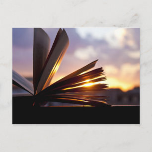 Open Book and Sunset Photography Postkarte