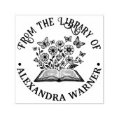 Open Book Wild Blume, Butterfly Library Name Permastempel (Design)