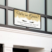 Open Business Gold Black Eyelash Beauty Salon Banner (Äußeres Gebäude)