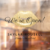 Open for Business Gold Black Beauty Lips Makeup Fensteraufkleber (Blatt 2)