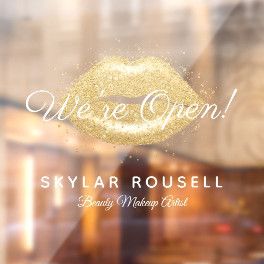 Open for Business Gold Black Beauty Lips Makeup Fensteraufkleber (Blatt 2)