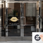 Open for Business Gold Black Beauty Lips Makeup Fensteraufkleber (Büro Tür)