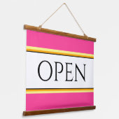 OPEN Fun Hellrosa, gelb-gelbe Streifen Wandteppich Mit Holzrahmen (Gewinkelt)