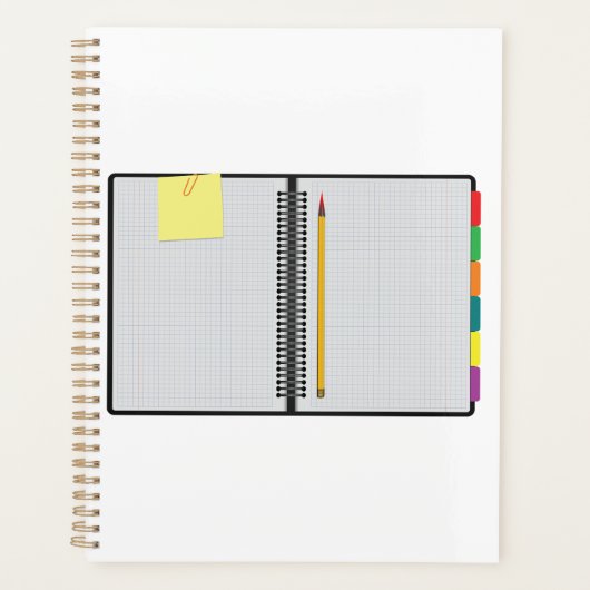 Open Graph Paper Notebook with Pencil Planer (Vorderseite)