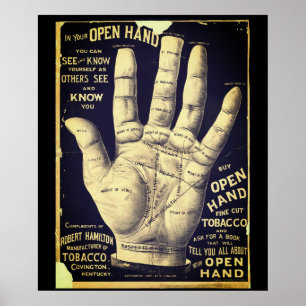 Open Hand Palmistry Vintage Anzeige POSTER