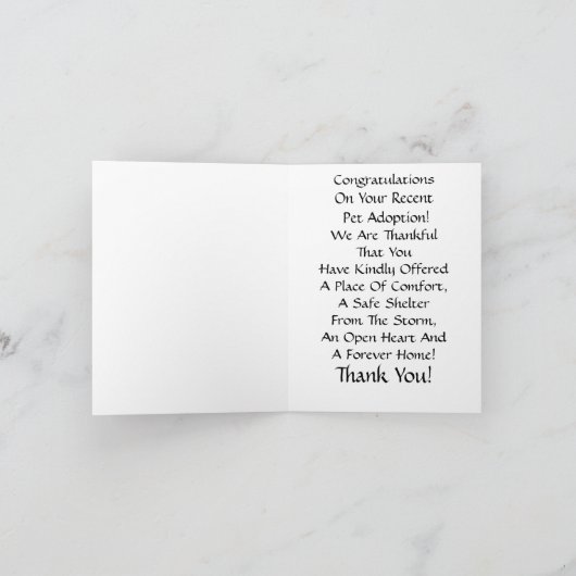 Open Heart & Forever Zuhause Pet Rescue TY Cards Dankeskarte (Innenseite)
