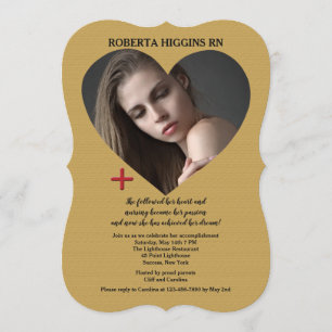 Open Heart Gold Foto Abschluss Einladung