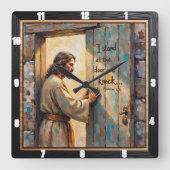 Open Heart: Jesus's Gentle Call Quadratische Wanduhr (Vorderseite)